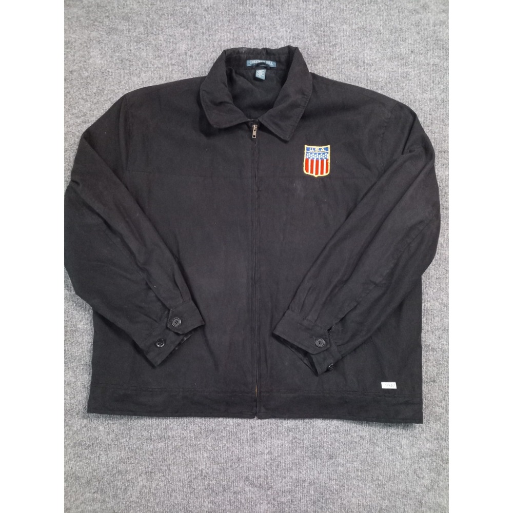 Chestnut Hill USA Shield Jacket Mens XL Black Full Zip Lightweight Coat